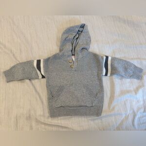 Gray Hooded Sweater with Button Detail - 2T